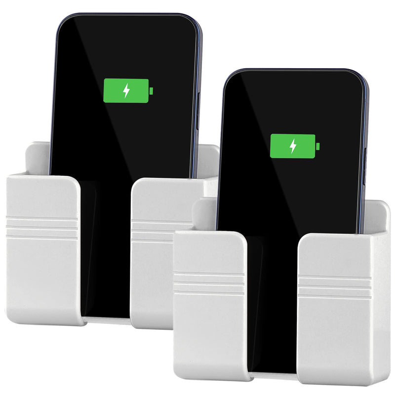[Australia - AusPower] - CEI&BPY 2Pcs Phone Holder Wall Mounted, Phone Stand with Self Adhesive. Phone Holder for Shower/Charging.Compatible with iPhone and Android (2Pcs-White) White 