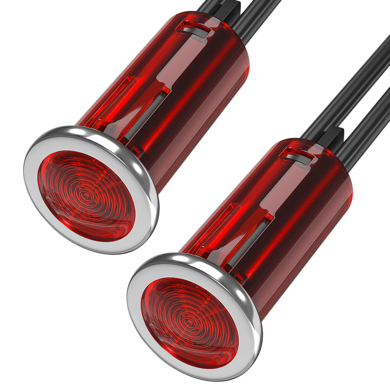 [Australia - AusPower] - DaierTek Indicator Light 12V Red Snap-in 1/2" Panel Mount LED Indicator Light 12 Volt 0.5" Pilot Light -2pcs 12.5mm 