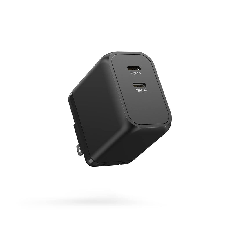 [Australia - AusPower] - 45W USB C Charger, K&ZZ Dual USB-C GaN Charger Foldable PD Super Fast Charger Block Compact Type C Wall Charger for Galaxy S23 Ultra/ S22/ Note, MacBook, Steam Deck, iPad, iPhone 14 (45W, Black) 