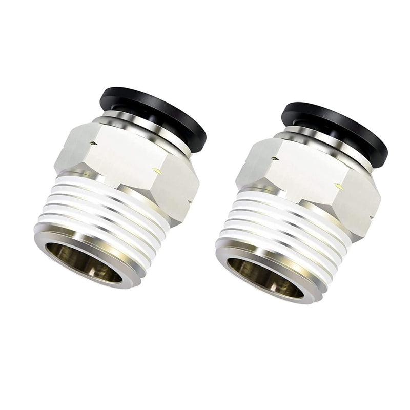 [Australia - AusPower] - PNEUMATIC Push to Connect Fitting 1/4 Inch Tube OD x 1/4 Inch NPT Thread Male Straight Connector Air Fittings Black PC1/4-N2(Pack of 10) 1/4" OD X 1/4" MNPT 