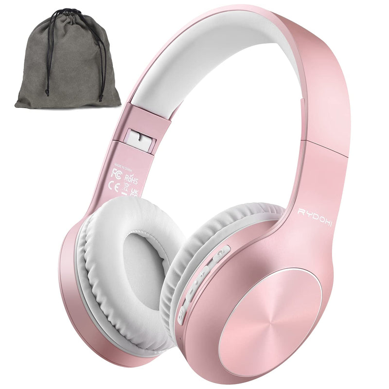[Australia - AusPower] - Bluetooth Headphones Over Ear, 68H Playtime and 3 EQ Music Modes Wireless Headphones with Microphone/Deep Bass, HiFi Stereo Foldable Lightweight Headset for PC Home Travel Office (Rose Gold) Rose 