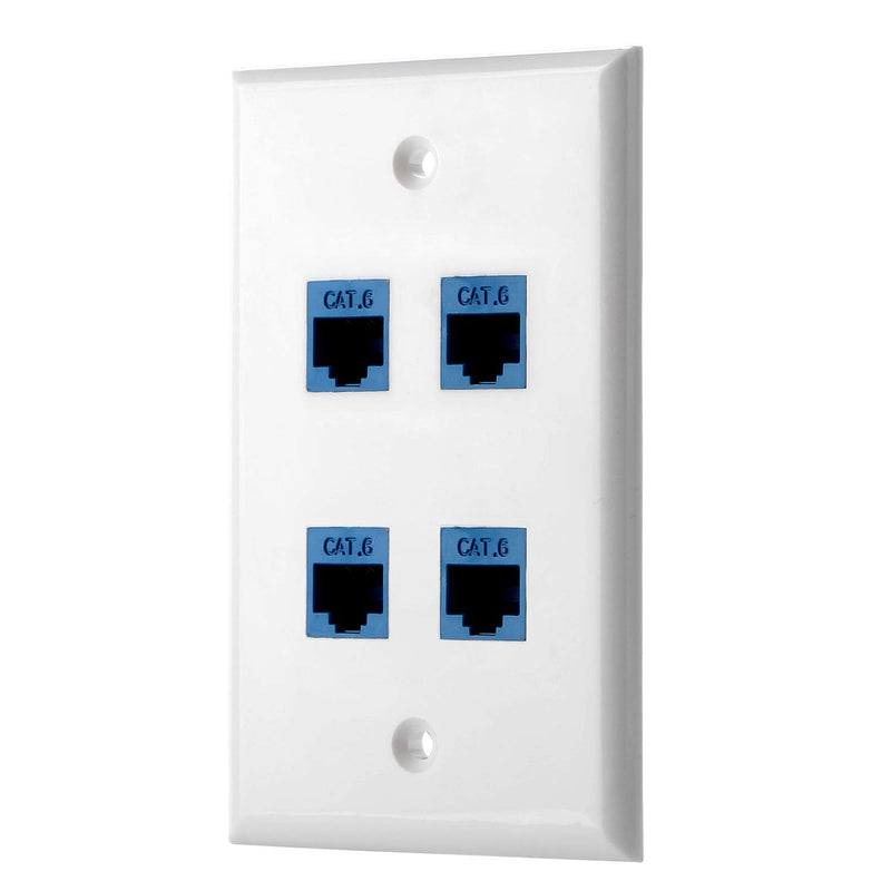 [Australia - AusPower] - Ethernet Cat 6 Keystone Female to Female Wall Plate in White (4 Port) 4 Port 