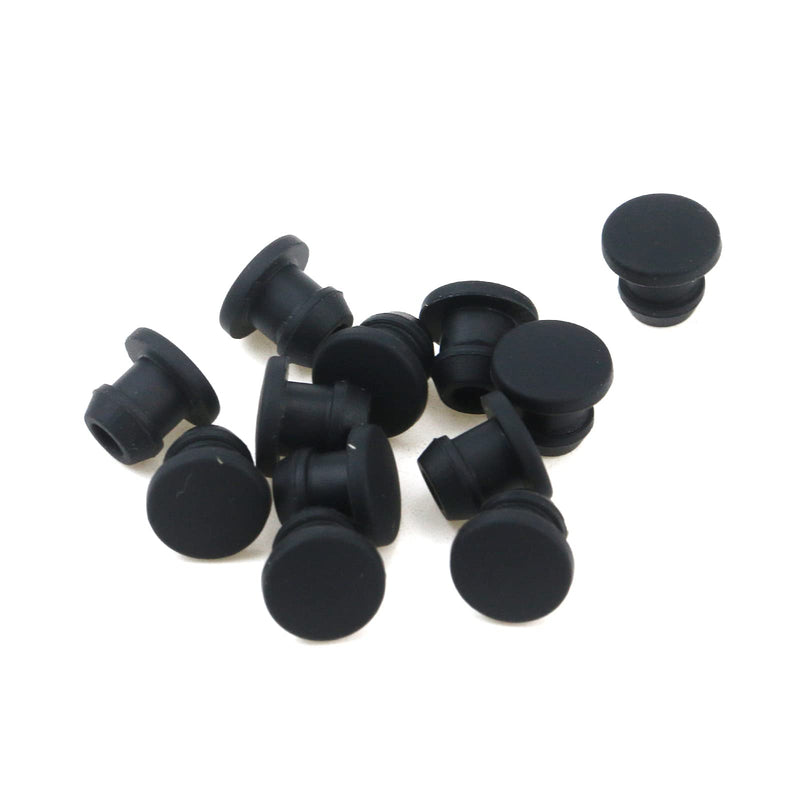 [Australia - AusPower] - 12pcs Silicone Plugs Waterproof Tapered Round Hole Stoppers Black for 6mm Hole 