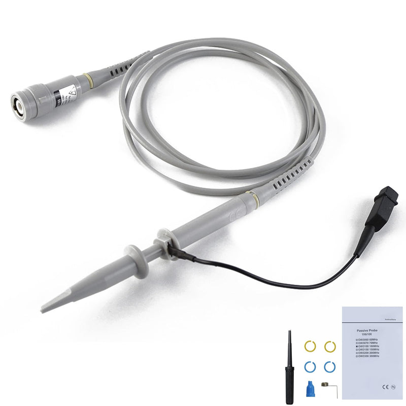 OWON 100 MHz Oscilloscope Probe Kit, BNC Oscilloscope Clamp Button Head Damping Can Be Adjusted with 1x or 10x Slide Switch for Oscilloscopes