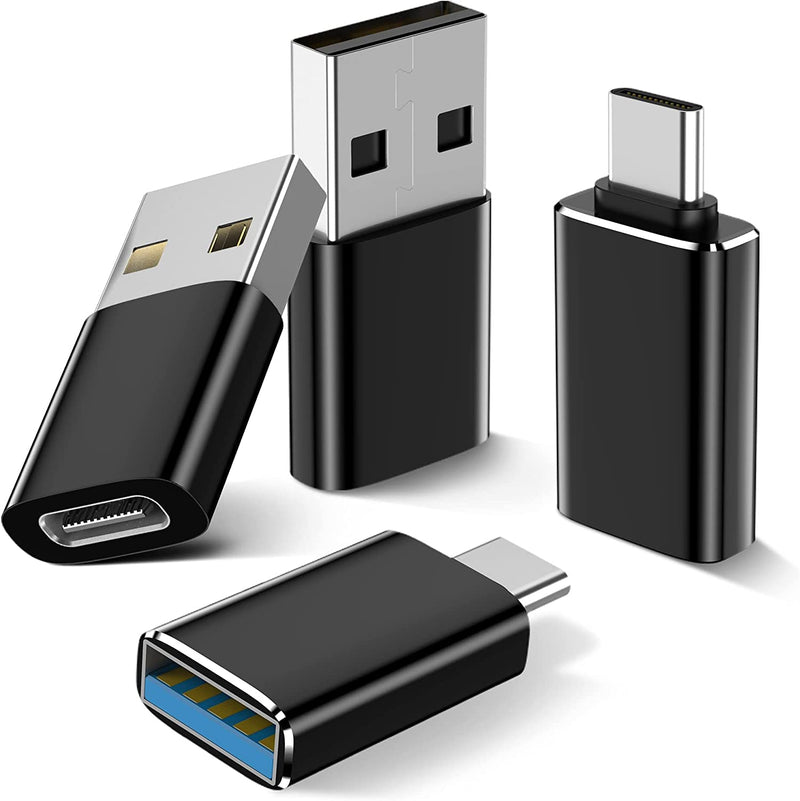 [Australia - AusPower] - PITCHESSY [4 Pack USB C to USB Adapter(2Pcs)&USB to USB C Adapter Adapter (2Pcs) SuperSpeed Data Transfer & Fast Charging - Compatible with Laptop, PC, Charger-Black 