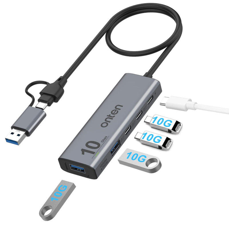 [Australia - AusPower] - Onten 10Gbps USB C Hub,USB C to USB C/A Adapter with USB3.2 GEN2 Speed. USB/USB C Splitter with 2*USBA(10G) 2*USB C(10G).4 Ports USB C Adapter e(Data Transfer only,Not Support Power and Monitor) 