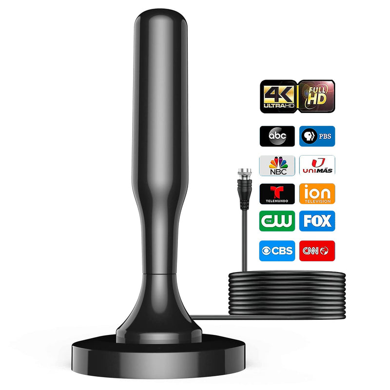 [Australia - AusPower] - TV Antenna, HIDB TV Antenna for Smart TV Indoor，Antenna TV Digital HD Indoor for Long Range & 360°Reception Easy Installation,Antenna for tv Without Cable Free for All 4K 1080P HDTV Channels Black With Magnetic Base 