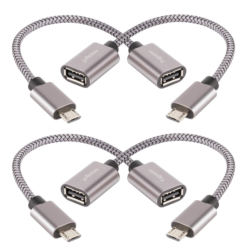 [Australia - AusPower] - Togconn Micro USB to USB Adapter, Micro USB 2.0 OTG Cable 4 Pack, Nylon Braided, Aluminum Shells, USB Male to USB Female for S7 LG, Flash Drive, Mouse, Keyboard, Game Controller Micro USB Male to USB A Female 
