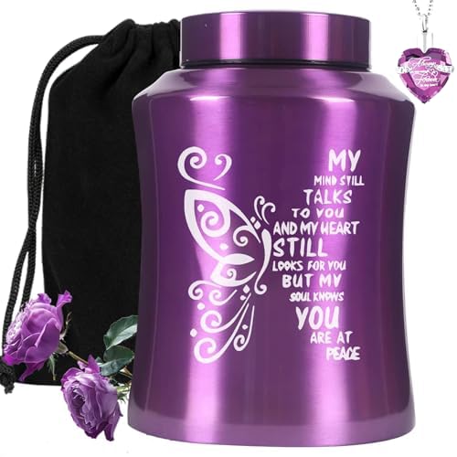 Urns for Human Ashes, Purple Butterfly Urn for Women & Men, Weight Capacity 220 lbs, Earns for Ashes for Adult Humans