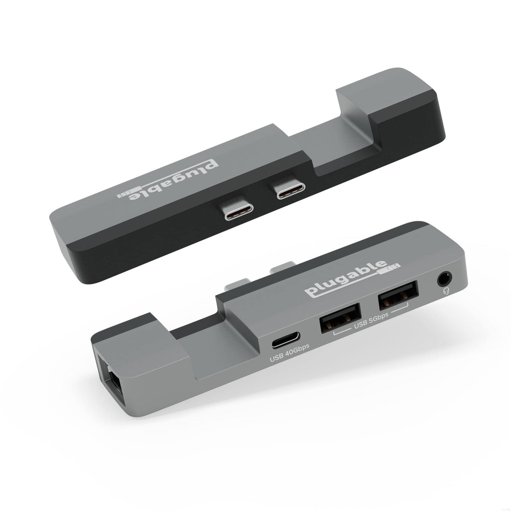 [Australia - AusPower] - Plugable 5-in-1 USB C Hub Multiport Adapter for MacBook Pro 14/16 Inch, Macbook Air M2 - USB-C 40Gbps Port Compatible with Thunderbolt/USB4 and 100W PD, Supports MagSafe (Ethernet, 2x USB), Driverless 