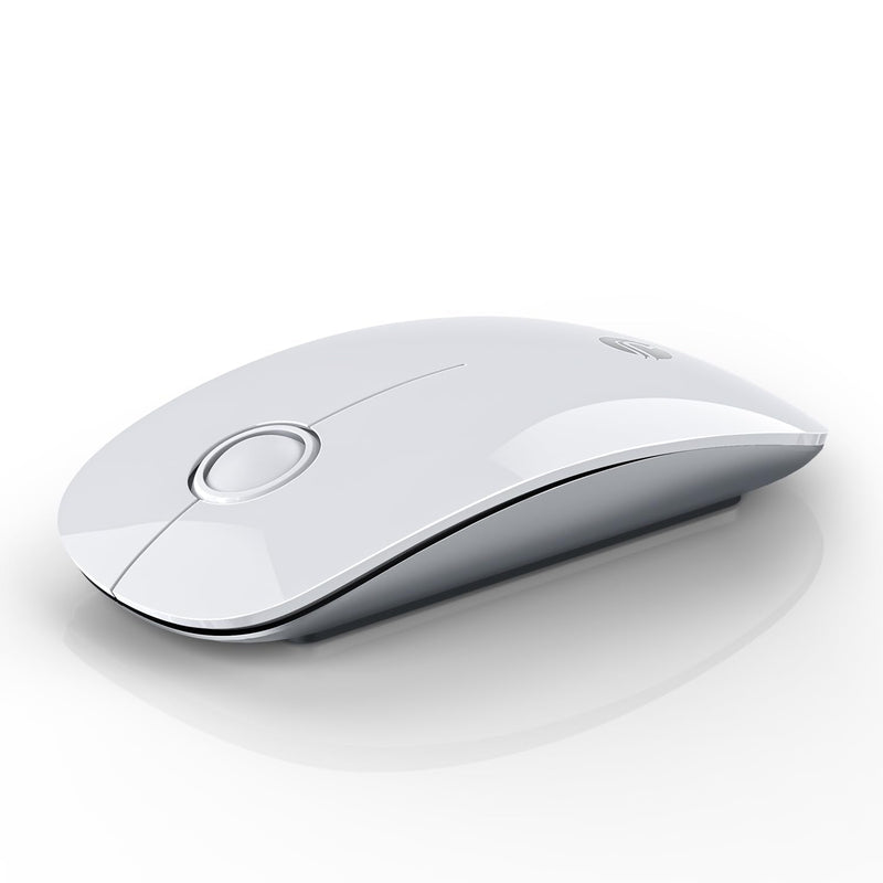 [Australia - AusPower] - Bluetooth Wireless Mouse - (BT5.1+USB) Slim Dual Mode Computer Mice with Quiet Click, Low Power, and 1600 DPI, Portable Cordless for MacBook, Laptop, iPad Pro/Air, Chromebook (White) White 
