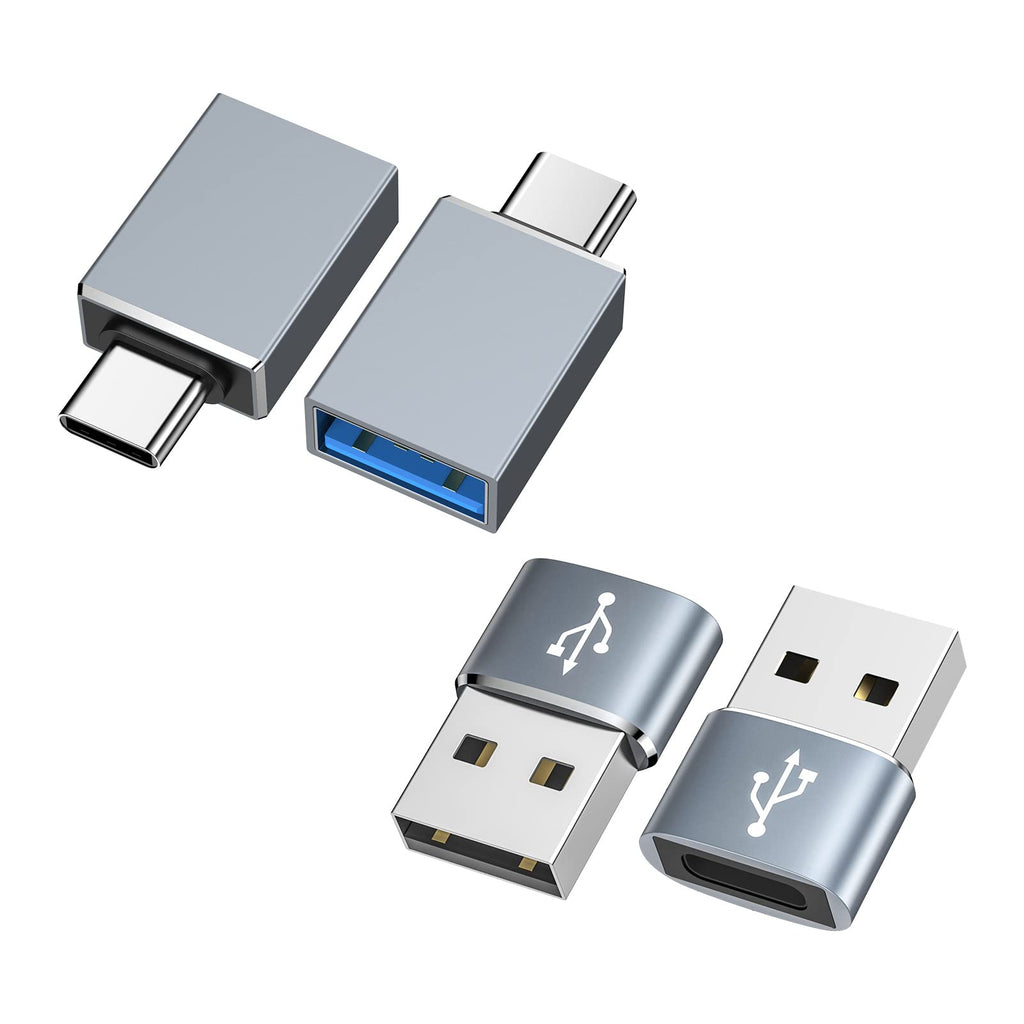 [Australia - AusPower] - 4 PC USB C to USB Adapter/USB-C to USB-A,USB to USB C Adapter/USB A to USB C Connect USB Adapter and Type C or Power Cable Converter for Samsung A13 A53 S23 A14 A11 A12 A21 A51 A71 A32 Grey 