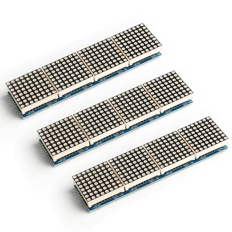 [Australia - AusPower] - 3Pcs MAX7219 Dot Matrix Module 4 in 1 Integrated Display Module 4 Dot Matrix Display Module SCM Control Drive Module Driver LED Module Electronic Components 5V 4*1 