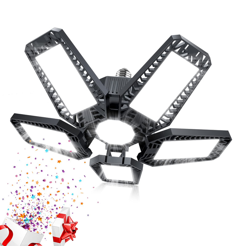 [Australia - AusPower] - LED Garage Lights - 160W 16000LM 6500K Garage Lights Screw in LED Garage Ceiling Lights with 5+1 Deformable Panels, Garage Lights Ceiling LED for Garage, Workshop, Basement Support E26/E27 (1) 1 