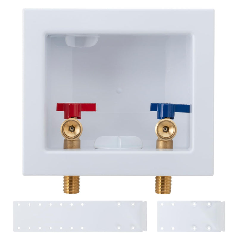 SUNGATOR Mip Washer Valve Box, 1/2 Inch Mip (Sweat) Inlet x 3/4 Inch MHT Outlet, Sweat Washing Machine Box with Brass Valves Installed