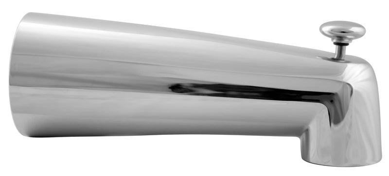 Westbrass A507D-1F-26 A507D-1F 7" Reach Wall Mount Tub Spout with Diverter, Polished Chrome