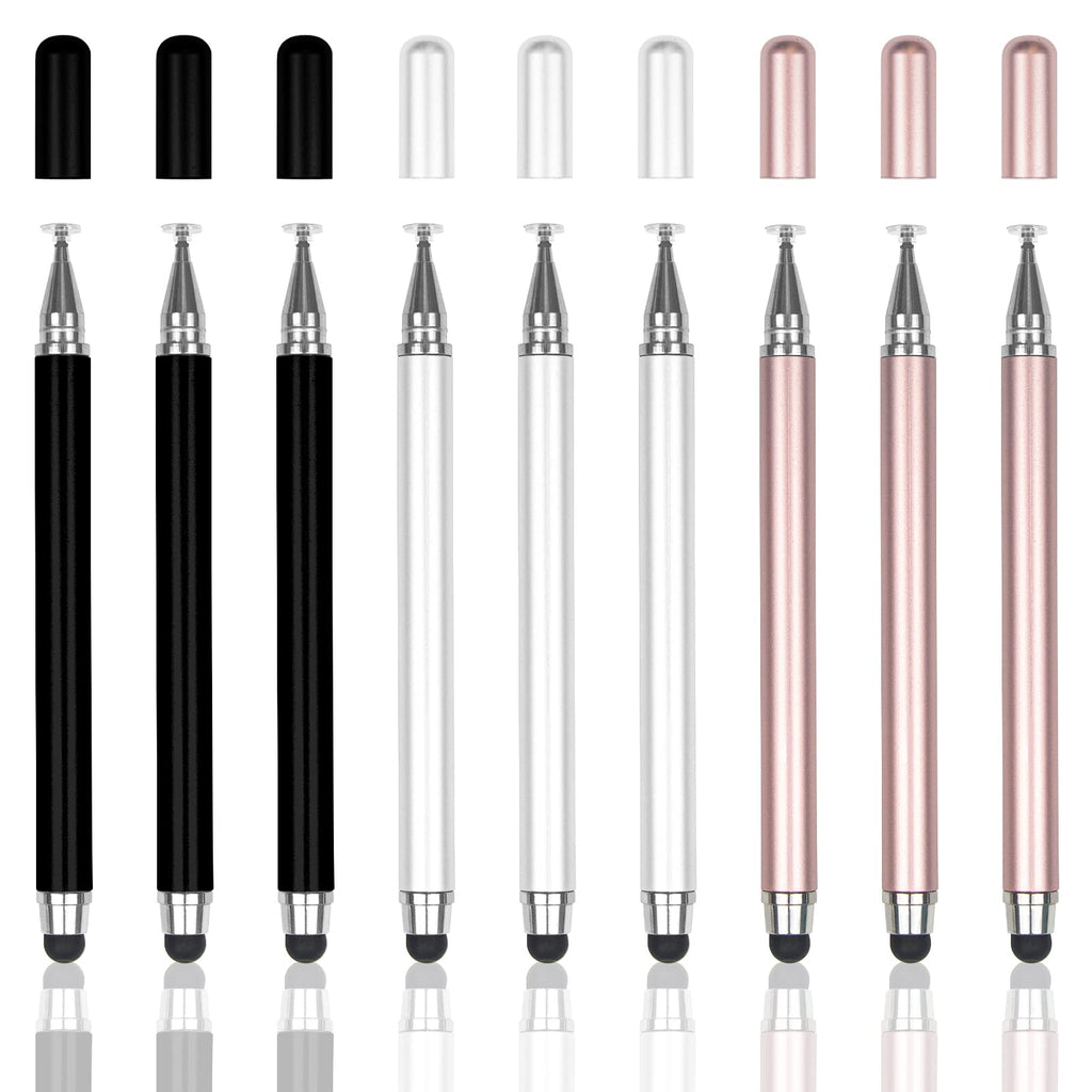 [Australia - AusPower] - ELANE 9 Pcs Tablet Stylus Pens for Ipad Capacitive Stylus Pens 2 in 1 Disc & Silicone Stylus Pens Suit for iPad/iPhone/Pro/Android/Chromebook 
