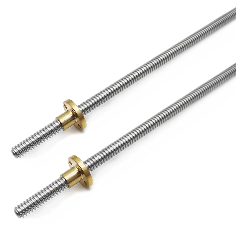 2pcs 400mm Tr8X4 Lead Screw with T8 Brass Nut for 3D Printer Machine Z Axis(Acme Thread, 2mm Pitch, 2 Start, 4mm Lead)