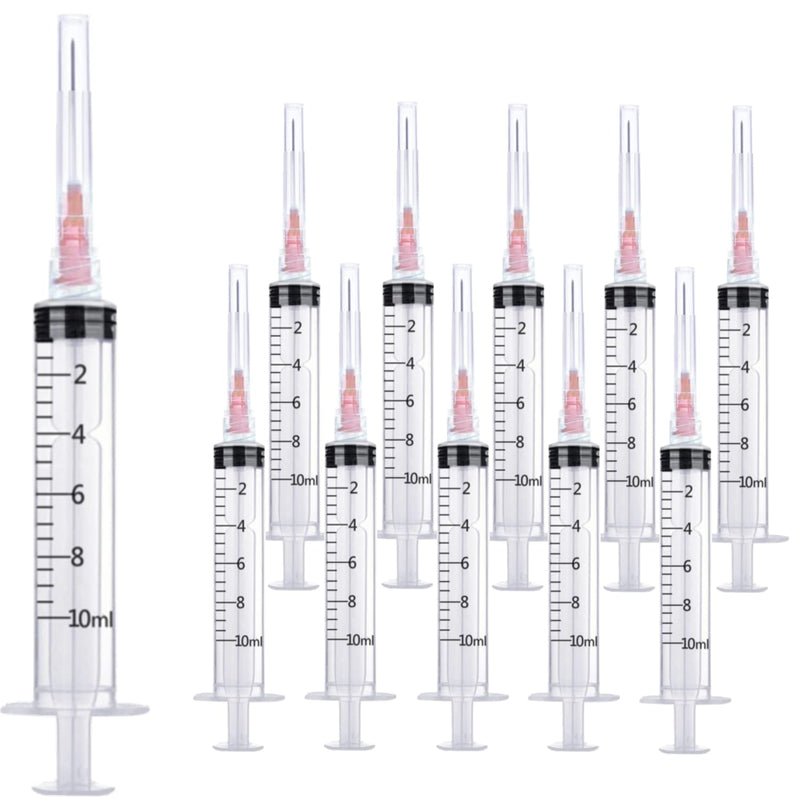 100 Pack 10ml 18Ga Lab Syringe Tools with Measurement, Individually Packed 100 pack - 10ml 18 gauge