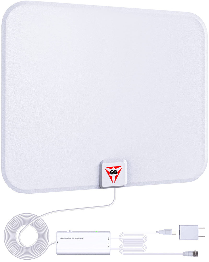 [Australia - AusPower] - 2023 Gesobyte Amplified HD Digital TV Antenna Long 250+ Miles Range - Support 4K 8K 1080p Fire tv Stick and All Older TV's - Indoor Switch Amplifier Signal Booster - 18ft HDTV Cable/AC Adapter (White) White 