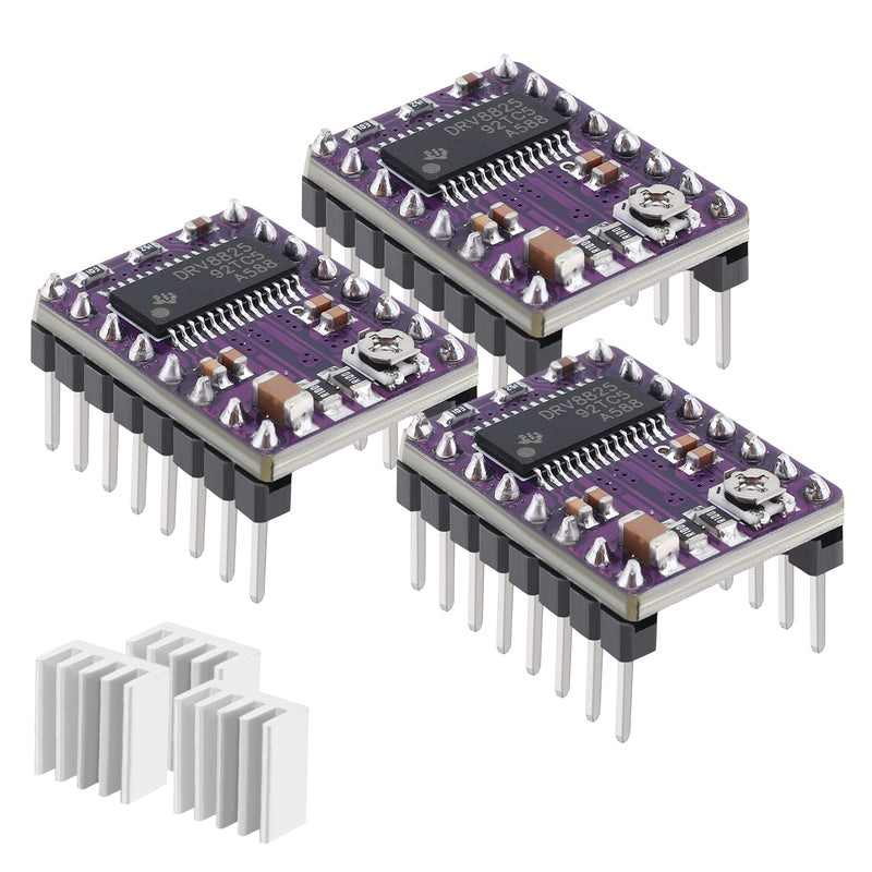 [Australia - AusPower] - 3Pcs DRV8825 Stepper Motor Driver Module with Heat Sink for 3D Printer Rrerap Ramps 