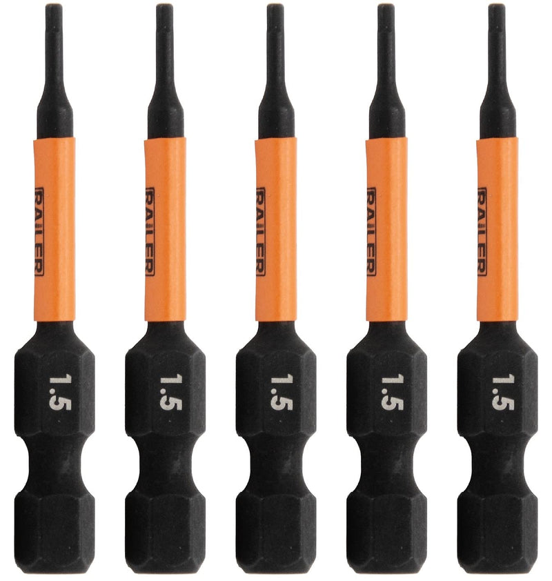 [Australia - AusPower] - Hex 1.5mm Impact Driver Bit - Railer Allen Wrench Drill Hex Bits. 1/4 Quick Release S2 Steel 2 inch 1.5mm Hex Bits. (5 Pack) Hex 1.5mm 