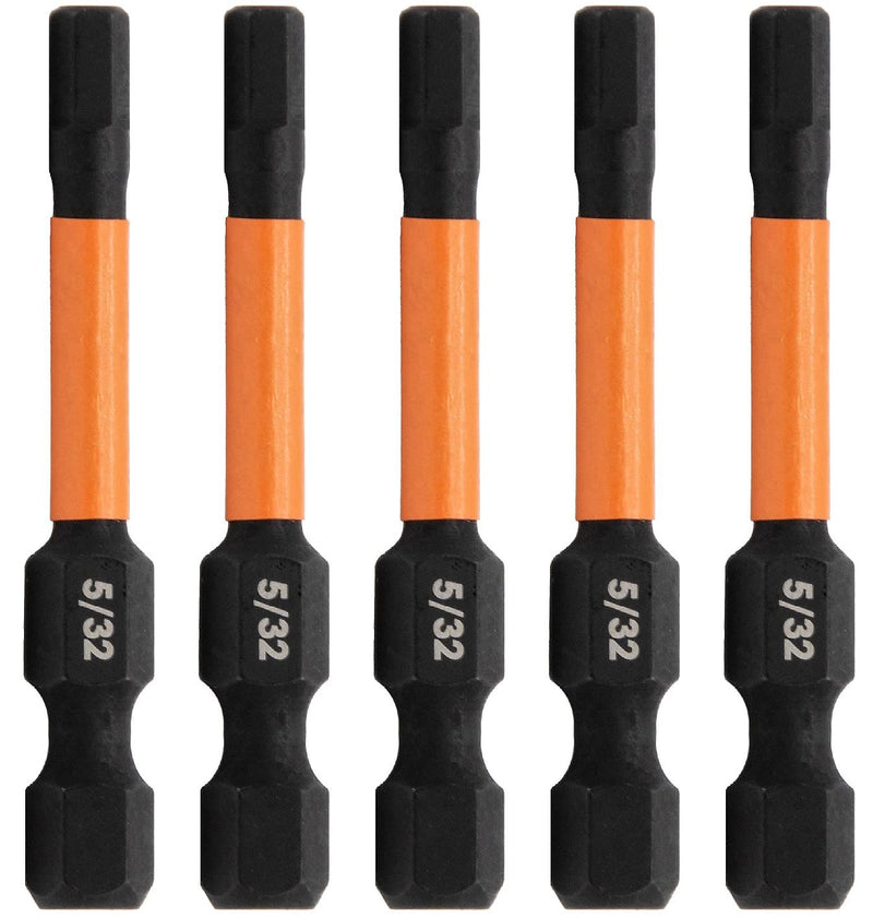 [Australia - AusPower] - Hex 5/32" Impact Driver Bit - Railer Allen Wrench Drill Hex Bits. 1/4 Quick Release S2 Steel 2 inch 5/32" Hex Bits. (5 Pack) Hex 5/32" 