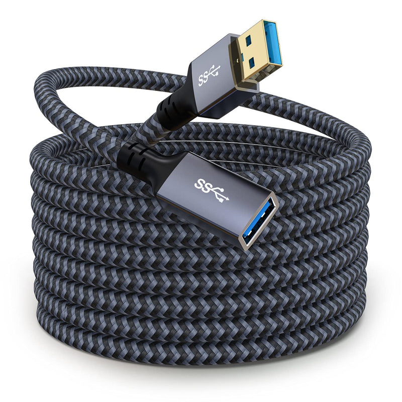 [Australia - AusPower] - Hisatey USB Extension Cable 25 ft, Long USB Extension Cable USB Extender Nylon Braided USB 3.0 Extension Cable for Webcam, Camera, Phone, Mouse, Keyboard, Printer and More 25FT 