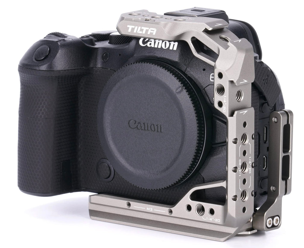[Australia - AusPower] - Tilta Half Camera Cage Compatible with Canon R6 Mark II, with Mount Accessories via NATO Rail, Cold Shoe and 1/4"-20 Threads with Locating Pins | TA-T45-HCC-TG (Titanium Gray) Titanium Gray 