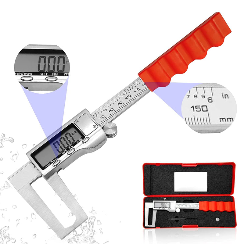 [Australia - AusPower] - Disc Brake Rotor Micrometer, 6 Inch Brake Rotor Caliper Measuring Tool of Inch and Millimeter Conversion Stainless Steel Electronic Vernier Caliper Auto-Off Feature Electronic Gauge with LCD Screen 