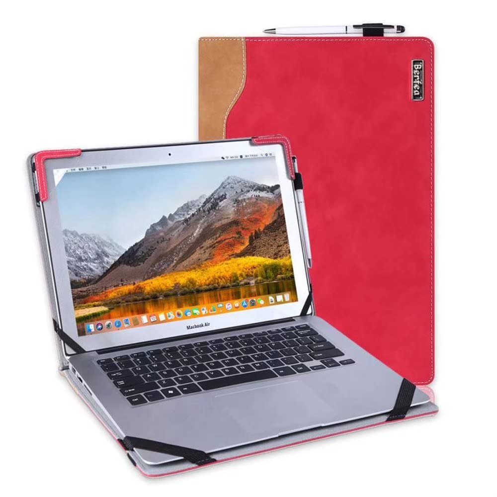 [Australia - AusPower] - Berfea Protective Case Compatible with LG Gram 16 inch Laptop PU Leather Cover Computer Notebook Sleeve Cases Red 