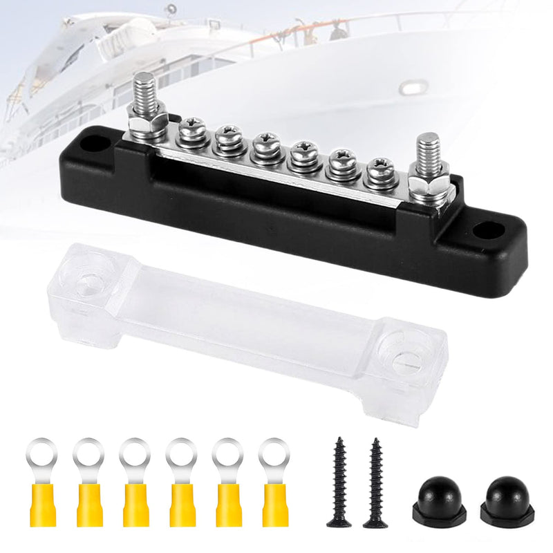 6-Pin Busbar Distribution Block | Distributor Block, Busbar Screw Terminal, Busbar for Truck, Bus, Boat black
