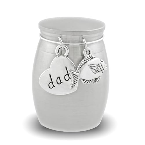Small Urn for Dad Fishing Keepsake Miniature Ashes Holder Loss of Father