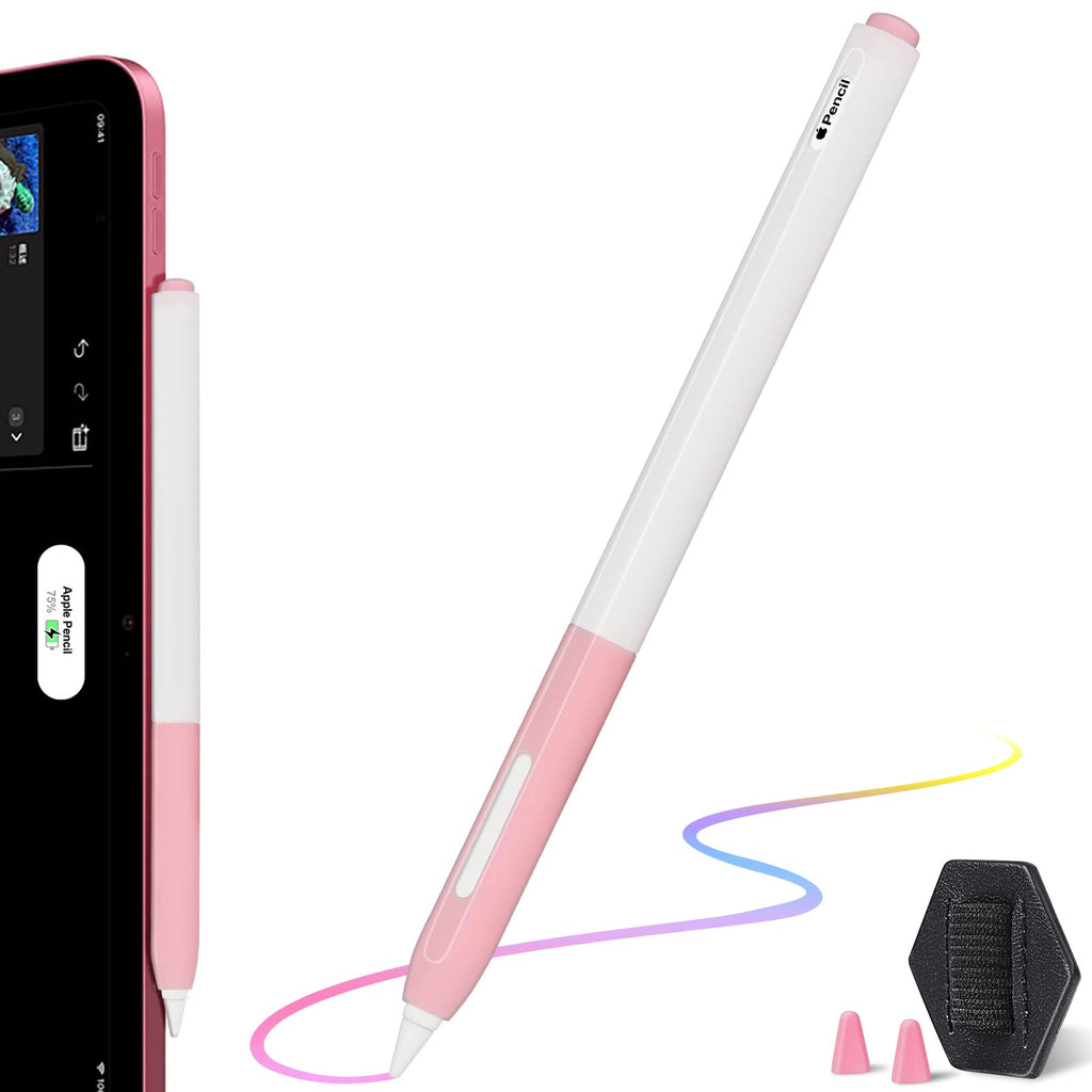 [Australia - AusPower] - Pencil Case Compatible for Apple Pencil 2nd Generation, Senose iPencil Silicone Skin Cute Cover Sleeve Compatible for Magnetic Charging and Double Tap, Included 2 Nib Covers and 1 Pencil Holder(Pink) Pink-2nd 