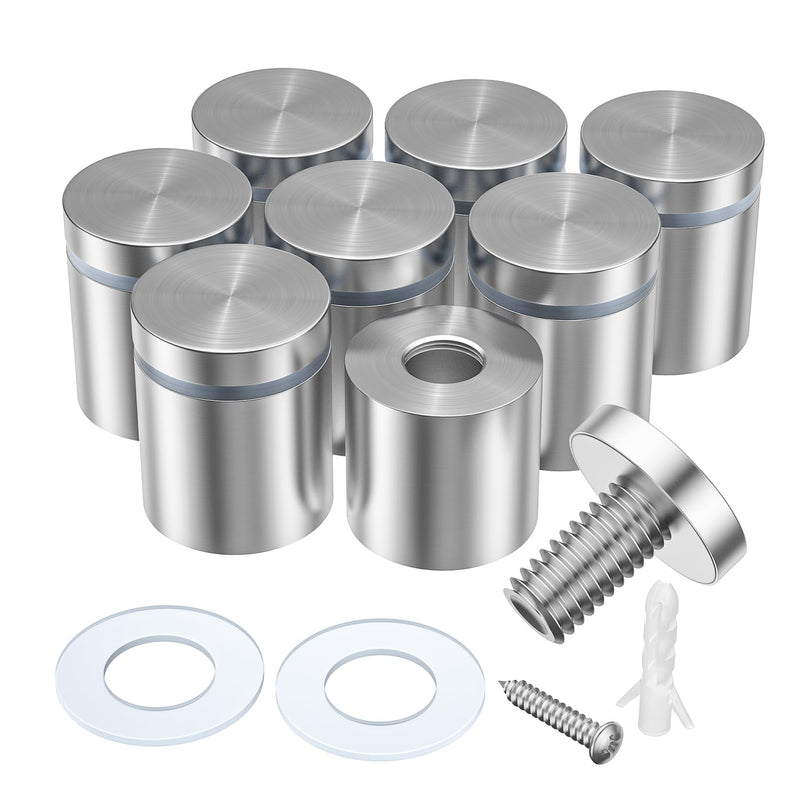 [Australia - AusPower] - LuckIn 8 Pack Standoff Screws for Acrylic (1 in. Dia x 1 in. L), Stainless Steel Stand Off Wall Mounts Hardware for Sign Holder, Silver 1 x 1 inch 