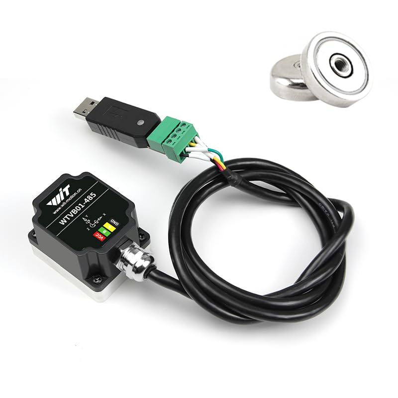 [Australia - AusPower] - WitMotion WTVB01-485 IPX8 Waterproof Vibration Sensor Transducer, Modbus RTU 3-axis (XYZ) Vibration Displacement(2000um)+Speed(50mm/s)+Amplitude(180°), for Structural Health Monitoring 
