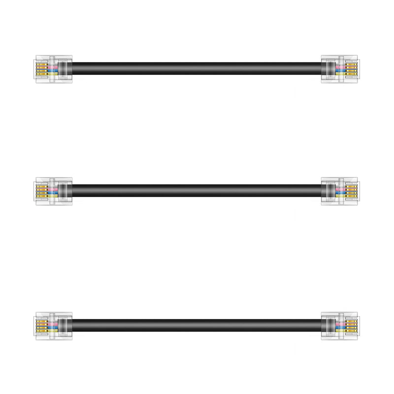 [Australia - AusPower] - Ubramac 3Pack Phone Telephone Extension Cord 6 inch Cable Line with Standard RJ11 6P4C Plugs for Landline Phone and Fax(Black,6 inch) 