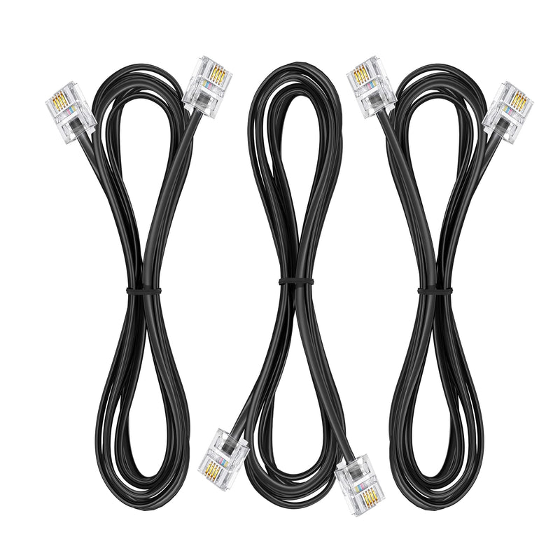 [Australia - AusPower] - Ubramac 3Pack Phone Cord Phone Telephone Extension Cord 3.3ft Cable Line with Standard RJ11 6P4C Plugs for Landline Phone and Fax,(Black, 3.3Feet) 