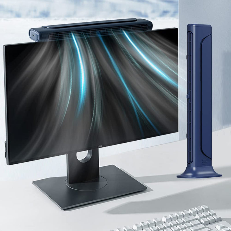 [Australia - AusPower] - NORMIA RITA Clip On Computer Fan, Bladeless Monitor Clip On Fan Personal Cooling Fan for Office, Quiet USB Desk Fan Small Tower Fan for Desk, Suitable for Flat and Curved Monitor, Laptop Navy 
