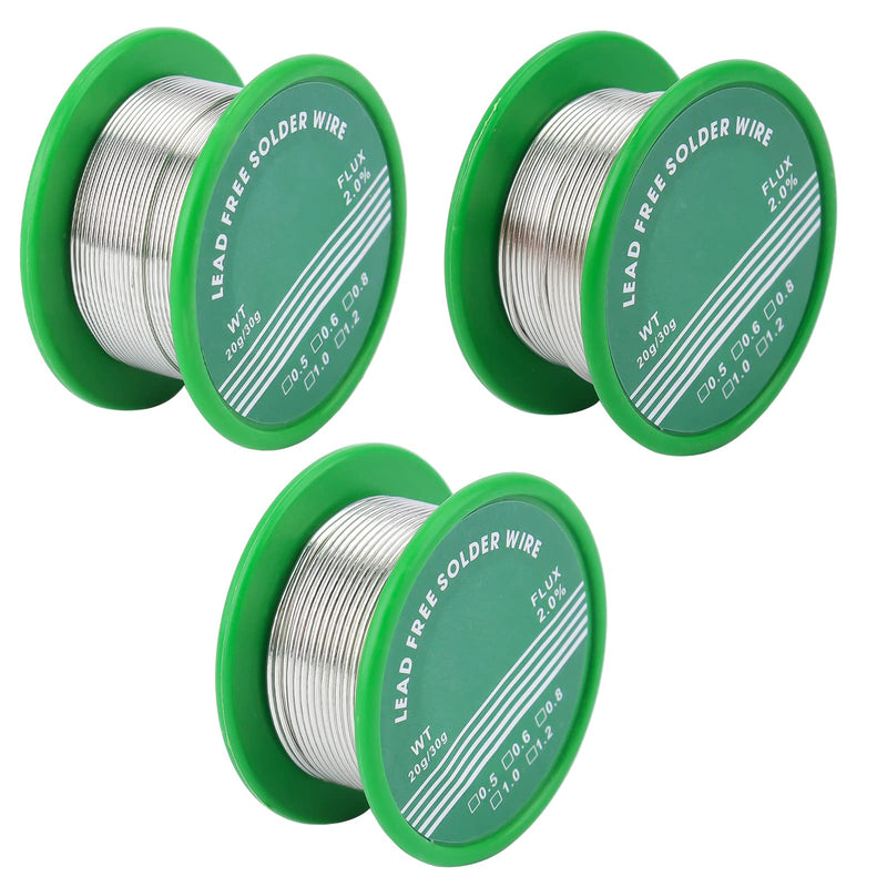 3 Rolls Solder 0.6 mm/0.8 mm/1.0 mm Soldering Wire Electronic, Solder Wire with Rosin Core, Lead-Free Rosin Core for Electric Soldering Repairs DIY