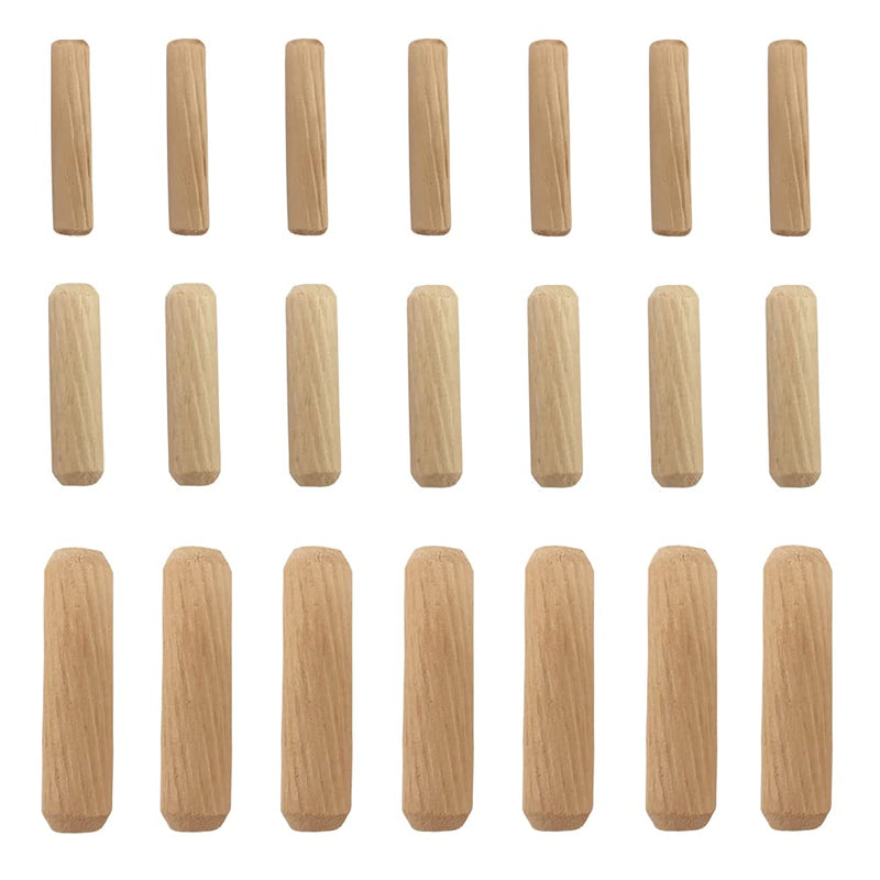 [Australia - AusPower] - 21pcs Wooden Dowels Assorted M6 M8 M10 Hard Wood Grooved Plugs Furniture Woodwork Grooved Fluted Pin Craft for Grooved Fluted, Craft, DIY, Carpentry (6mm 8mm 10mm) 