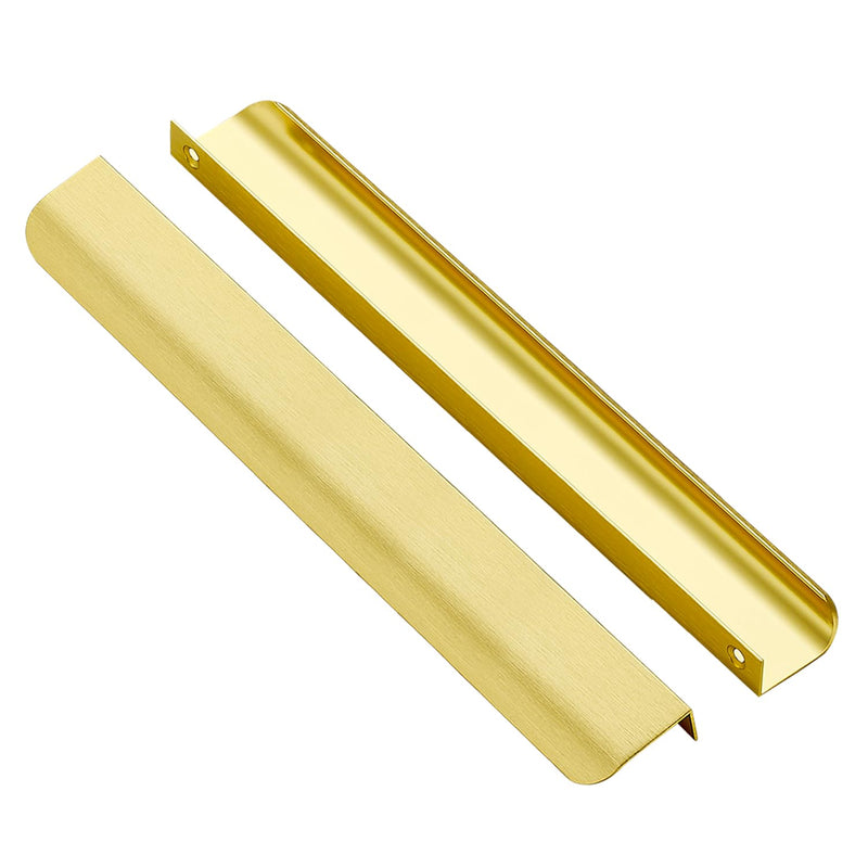 Ravinte 10 Pack Finger Pulls for Cabinets 256mm/10in Hole Center Tab Cabinet Handle Gold Finger Edge Pulls Concealed Handles for Kitchen Drawer Finger Cabinet Pulls 300mm/11.81" Length 256mm/10" Hole Center