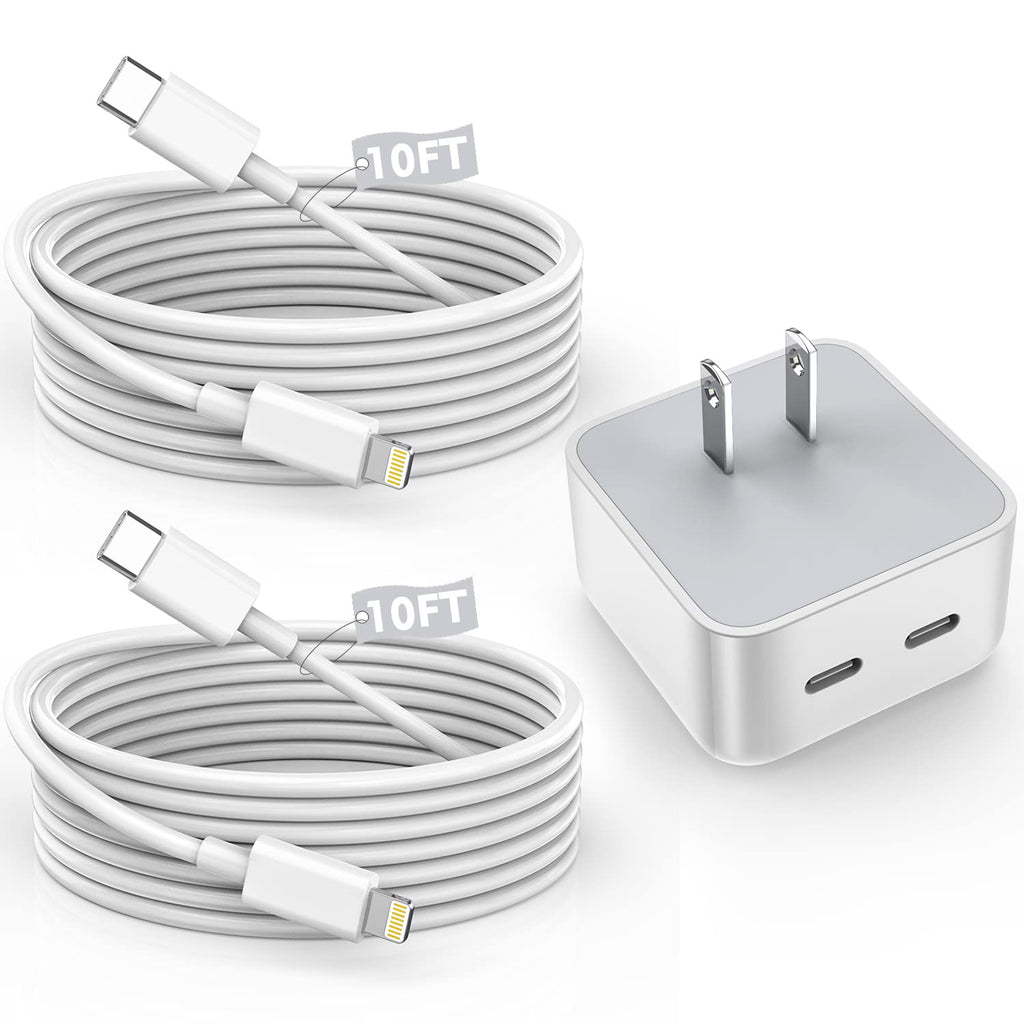 [Australia - AusPower] - 10FT iPhone Charger Fast Charging,40W USB C Fast Charger iPhone[Apple MFI Certified]2Pack 10foot TypeC to Lightning Cable Dual Port Apple Fast Charger Power Adapter for iPhone14/13/12/11/XS/XR/SE/iPad 