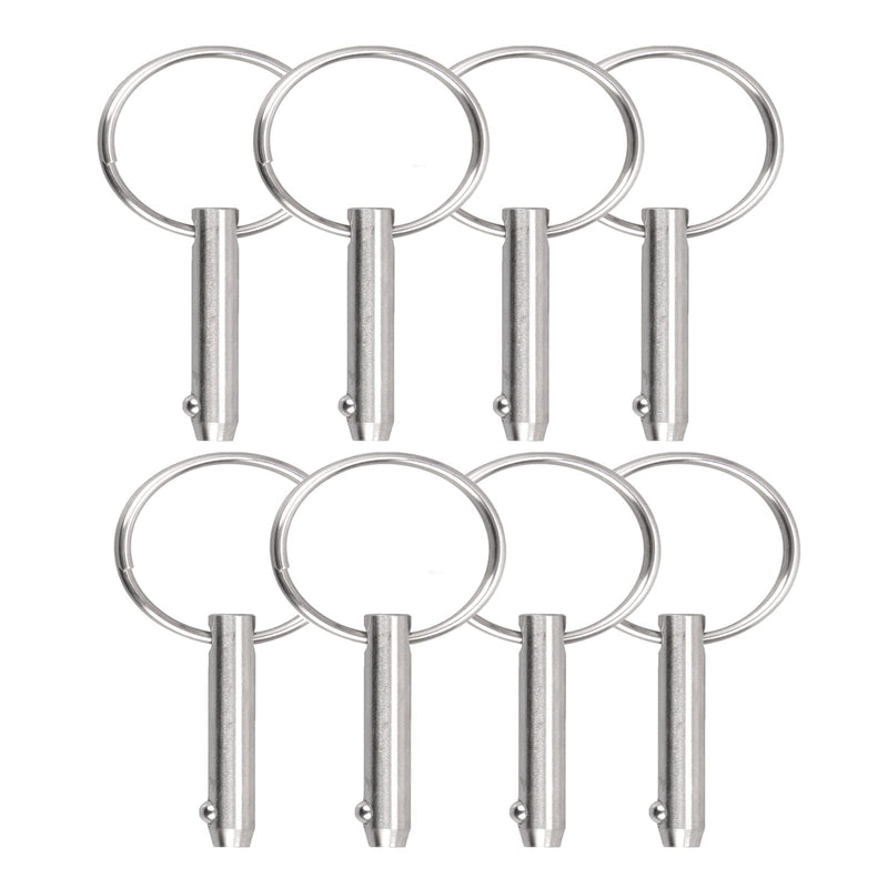 8 PCS Quick Release Pins Bimini Top Pins, Diameter 1/4"(6.3mm), Overall Length 1.5"(38mm), Usable Length 1"(25.4mm), Marine 316 Stainless Steel 8 Pieces