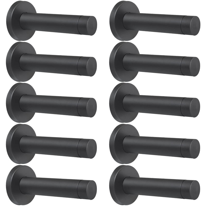 [Australia - AusPower] - DOKU 10Pcs Door Stop, 3.5 Inch Heavy Duty 304 Stainless Steel Door Stopper with Rubber Tips Bumper, Wall Mounted Door Holder Protection Sound Dampening, Matte Black Black-10PCS 