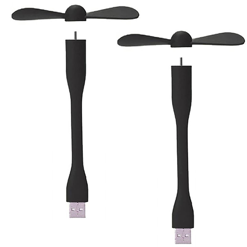 [Australia - AusPower] - Sokelinn-six USB Flexible Fan, Mini Portable Cooling Fans USB Powered for Power Bank Laptop PC AC Charger - 2 Pack (Black) Black 