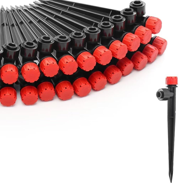 [Australia - AusPower] - 30PCS Easy-Connect Drip Irrigation Emitters for 1/4 inch Irrigation Tubing, Adjustable Water Flow Drip Emitters with Stake Pack of 30 Red 