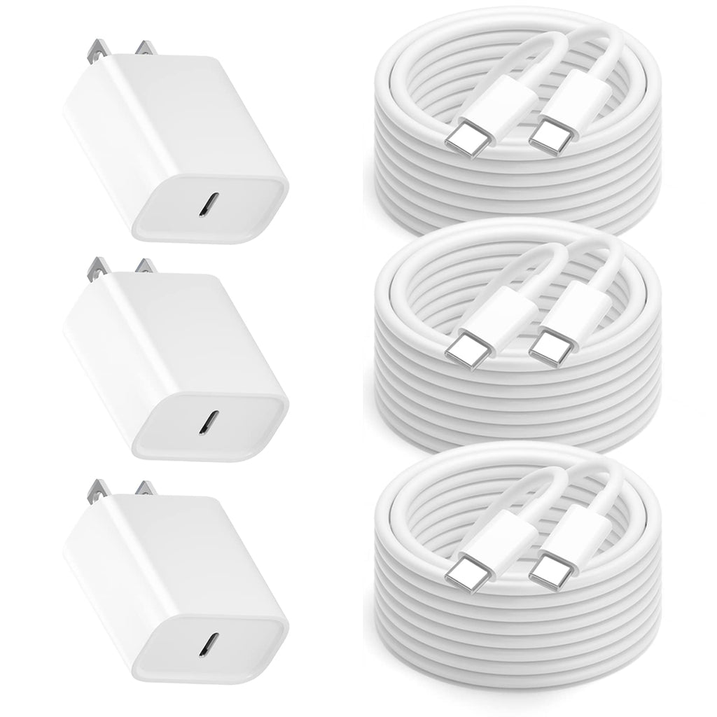 [Australia - AusPower] - iPad Charger,iPad Pro Charger,3Pack 20W USB C Fast Charger Block with Apple Certified 6FT USB C to C Cord for iPad Pro 12.9/11 inch 2022/2021/2020/2018,iPad Air 5th/4th,iPad Mini 6th Gen,iPad 10th Gen 