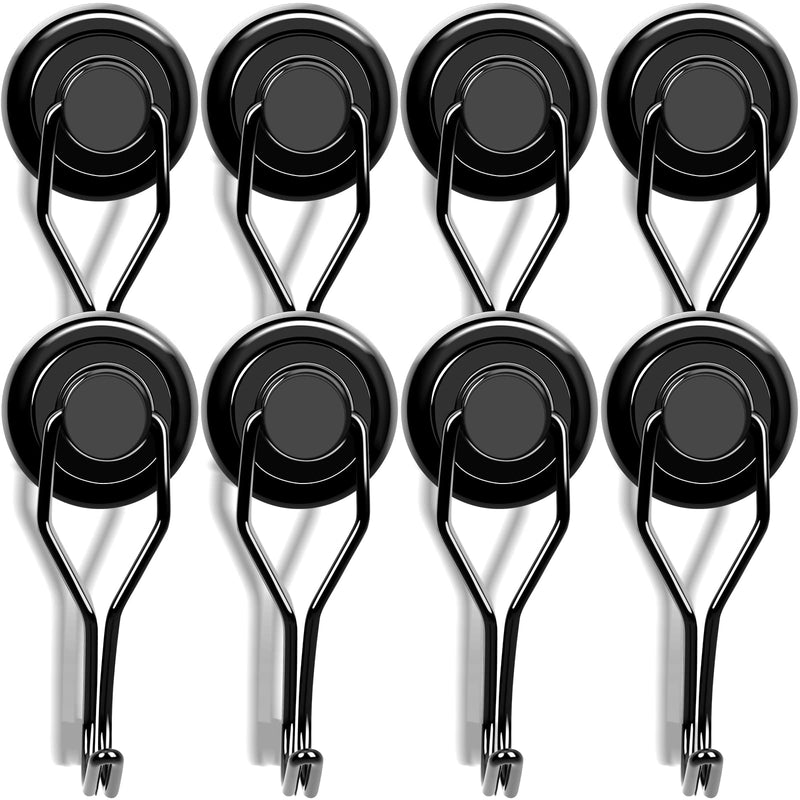 [Australia - AusPower] - LOVIMAG 110LBS Magnetic Hooks Heavy Duty, Black Swivel Swing Magnet Hooks Strong Magnetic Hooks, Magnetic Hooks Cruise for Hanging, Grill, Refrigerator, Ceiling, Kitchen, Locker, Garage-8 Pack 110lbs-8p 
