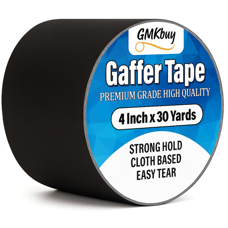 4 in x 30 Yd Black Gaffers Tape – Heavy Duty, Non-Reflective, Easy to Tear, Waterproof Matte Gaffer Stage Tape – Gaff Cloth Tape for Photography, Filming Backdrop & Production 4 Inch x 30 Yards - [1 Pack]